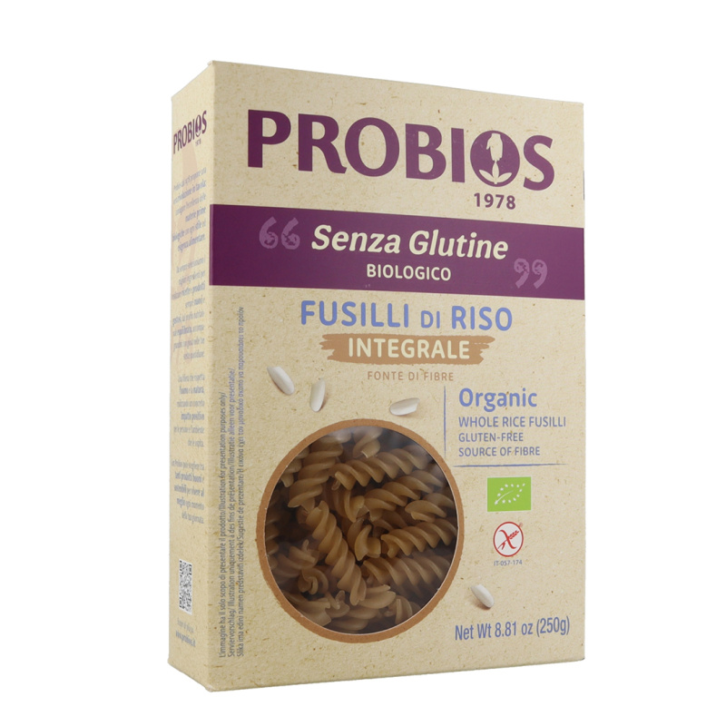 Paste fara gluten – Fusilli de orez integral 250g Probios