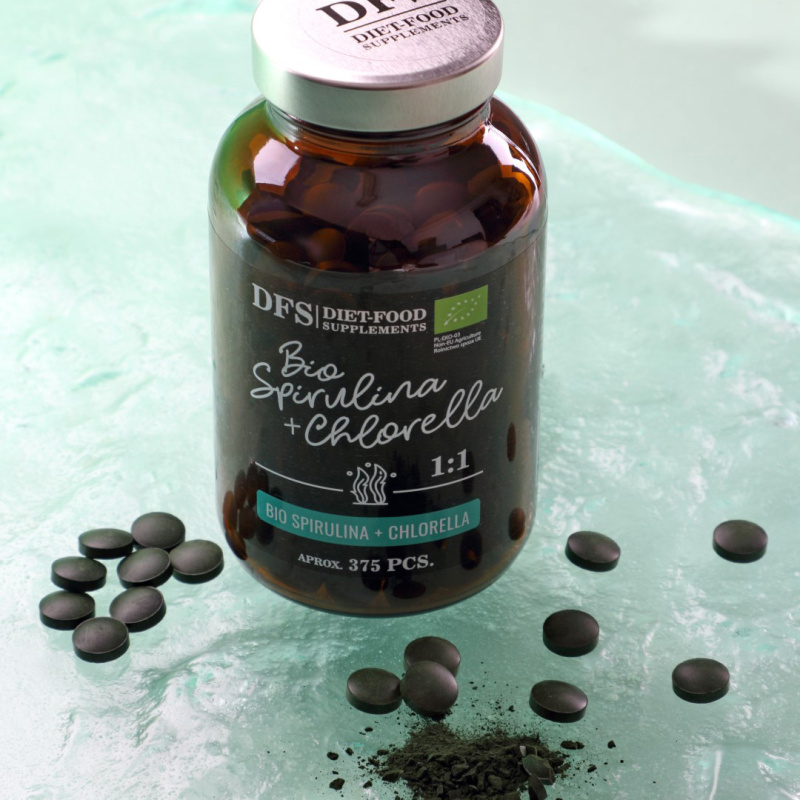 Bio Spirulina + Chlorella Diet-Food - 375 tablete x 400mg - 150g