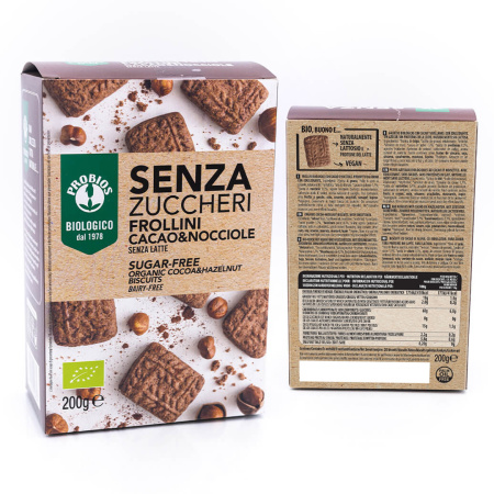 Biscuiți fără zahăr cu cacao și alune 200g