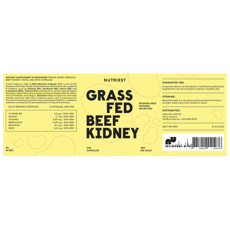 Grass fed Beef KIDNEY – supliment alimentar 240cps