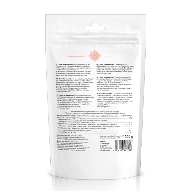 Ashwagandha pulbere bio 200g